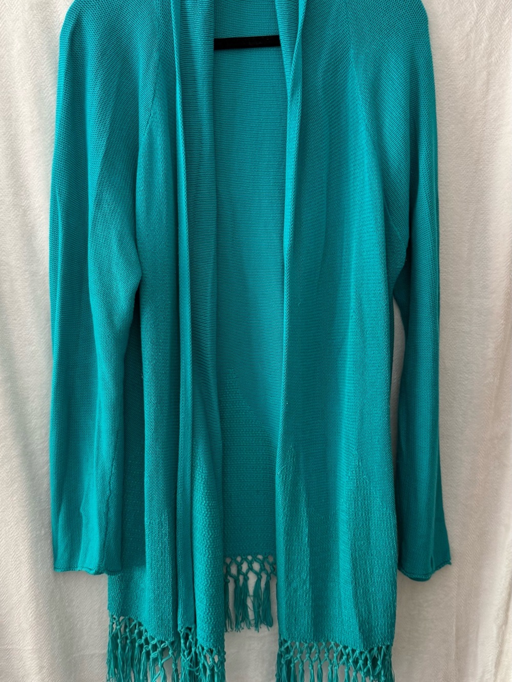 Lilly Pulitzer Teal Tatum Long Fringe cardigan